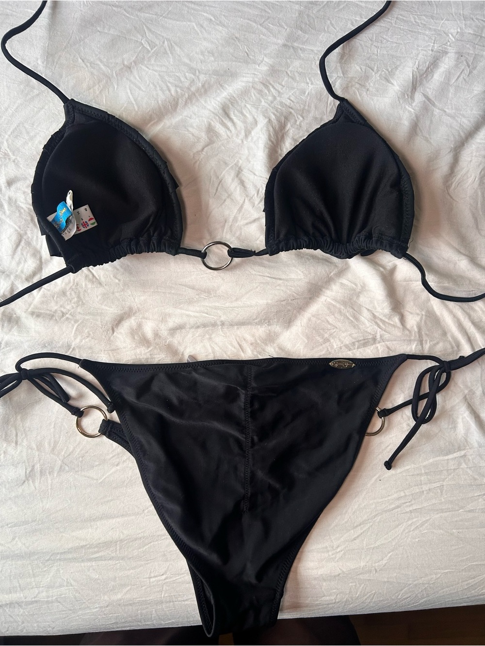 Jessica Simpson Black Ruffled Triangle Bikini Set - Picture 6 of 8
